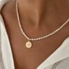 ENGRAVED CIRCLE PEARL NECKLACE 1 ENGRAVED CIRCLE PEARL NECKLACE -ALV Jewelry Shop Tezza 0668