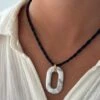 STONE ON CORD NECKLACE 1 STONE ON CORD NECKLACE -ALV Jewelry Shop Tezza 3043