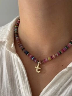 GEMSTONE INITIAL NECKLACE -ALV Jewelry Shop Tezza 4202