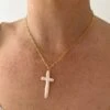 XL PEARL CROSS ON LINK NECKLACE