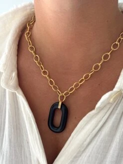 STONE ON CHAIN NECKLACE -ALV Jewelry Shop Tezza 5119