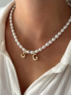 PEARL BUBBLE INITIAL NECKLACE