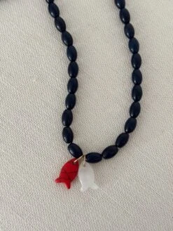 RED & QUARTZ FISH NECKLACE