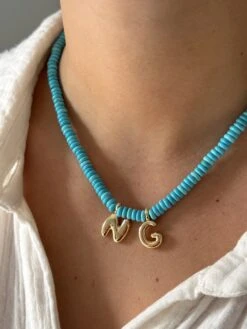 GEMSTONE INITIAL NECKLACE -ALV Jewelry Shop Tezza 71623