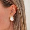 PEARL BEZEL STUDS -ALV Jewelry Shop Tezza 7242