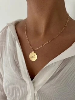 ENGRAVED CIRCLE NECKLACE -ALV Jewelry Shop Tezza 7710