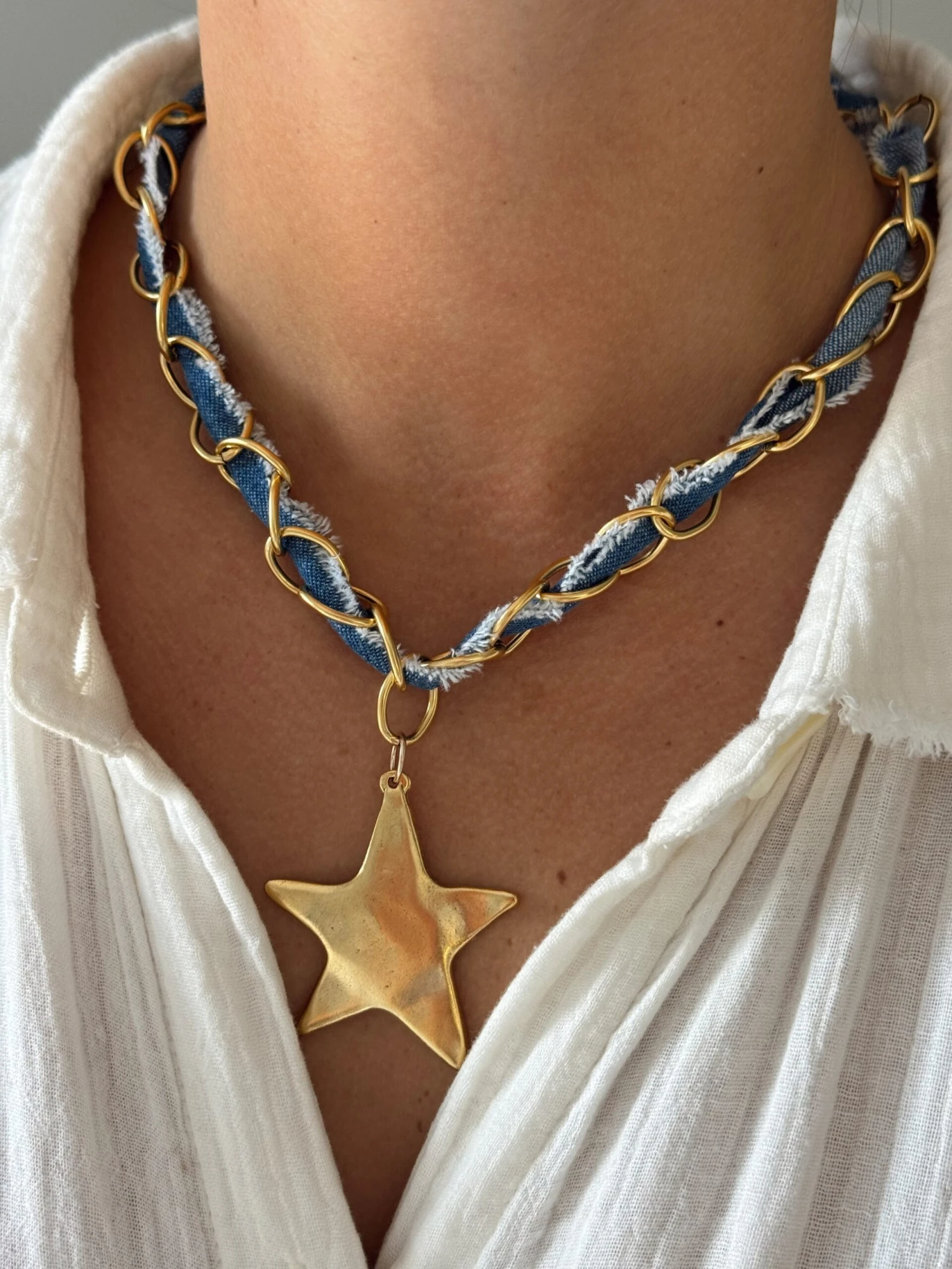 DENIM STAR NECKLACE 3 DENIM STAR NECKLACE