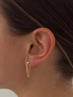 14K DIAMOND AND CHAIN EARRINGS