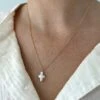 SINGLE PEARL CROSS CHAIN NECKLACE -ALV Jewelry Shop Tezza 9229